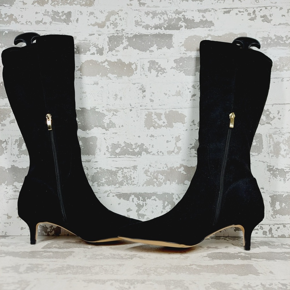 NEW Nordstrom Rack Pailley Black Faux Suede Pointed Toe Kitten Heel Boots M730 - Picture 5 of 12